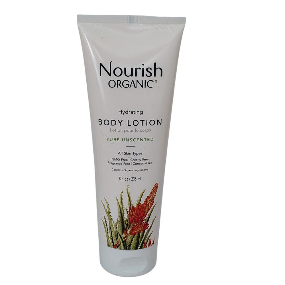Nourish Organic Hydrating Body Lotion Pure Unscented 8 oz. All Skin NEW